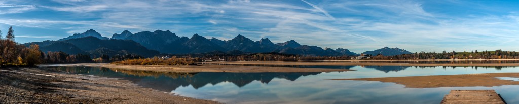 Forggensee-Panorama in die Tannheimer Berge